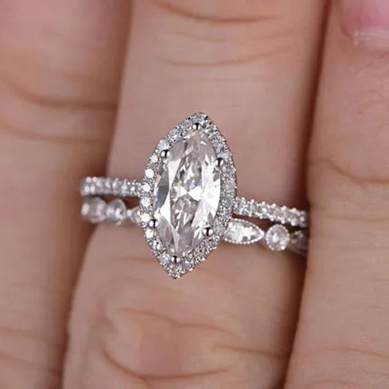 2Pcs Set Rings Women for Wedding Cubic Zirconia Modern Fashion -JW01400-Veeddydropshipping