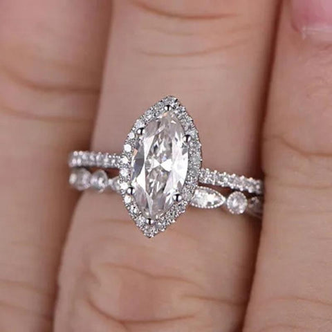 2Pcs Set Rings Women for Wedding Cubic Zirconia Modern Fashion -JW01400-Veeddydropshipping
