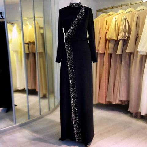 Evening High Neck Full Sleeves Prom Dress-WF01634-Veeddydropshipping