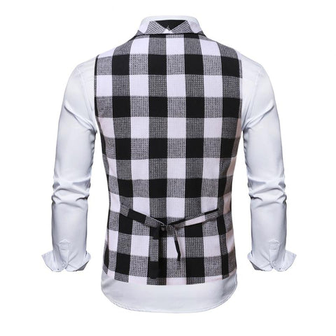 Waistcoat Vest Man Plaid Jacket Slim Fit Gilet Clothing-MF01285-Veeddydropshipping
