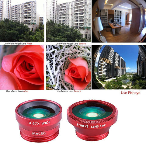 Phone Camera Lens 180 Fish eye Wide Macro  With Case-PA01241-Veeddydropshipping