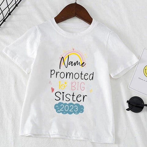 Personalized Name Promoted To Big Sister Brother 2023 Kids T Shirt Baby-TB00961-Veeddydropshipping