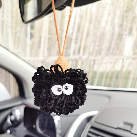 Cute Car Accessories Mirror Hanging Black Briquette Kawaii Flower-AM00054-Veeddydropshipping