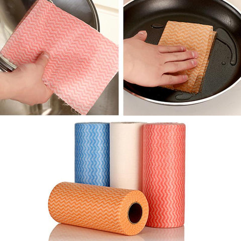 50 Sheet/roll Disposable Cleaning Towels Kitchen Dish Cloths Dish Rags Non Woven -OS00176-Veeddydropshipping