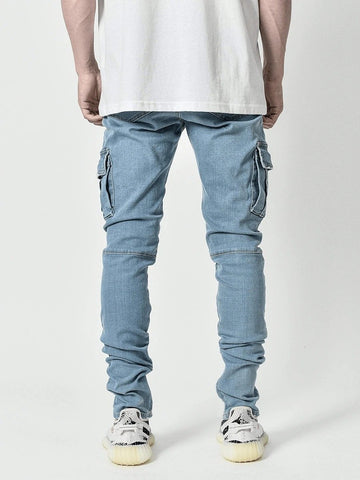 Denim Trousers Multi Pocket Cargo Jeans Men New-MF00536-Veeddydropshipping