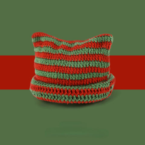 Devil Striped Knitted Wool Cap Autumn and Winter-Veeddydropshipping