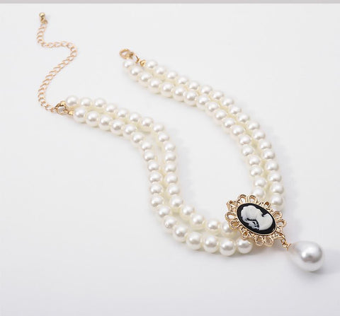 Layered Short Pearl Choker Necklace White Beads Necklace  -JW00173-Veeddydropshipping