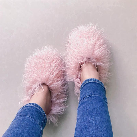 Slippers Plus Size Woman Luxury Furry Faux Fur Slippers Plush Warm-BS01287-Veeddydropshipping