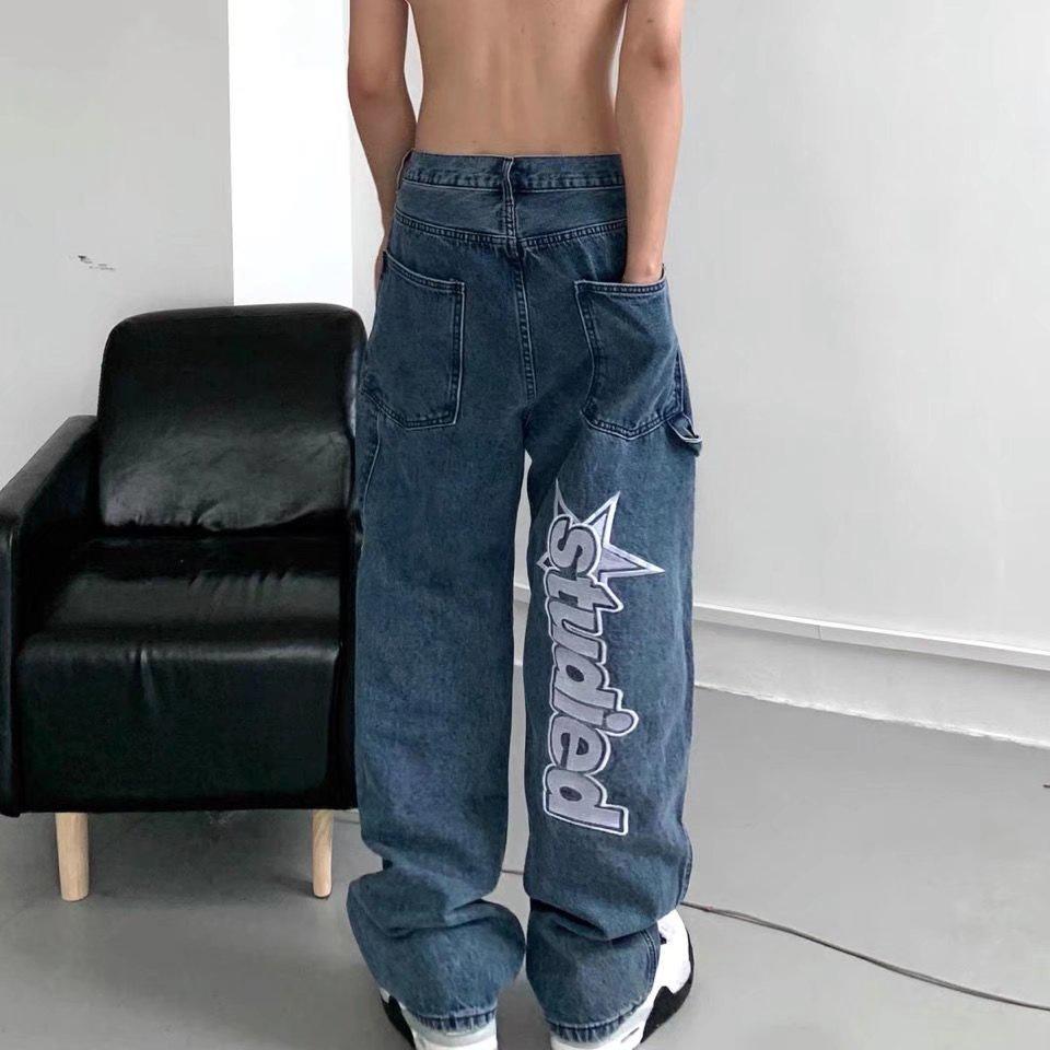 Embroidered Black Jeans Men Spring and Autumn-MF00619-Veeddydropshipping