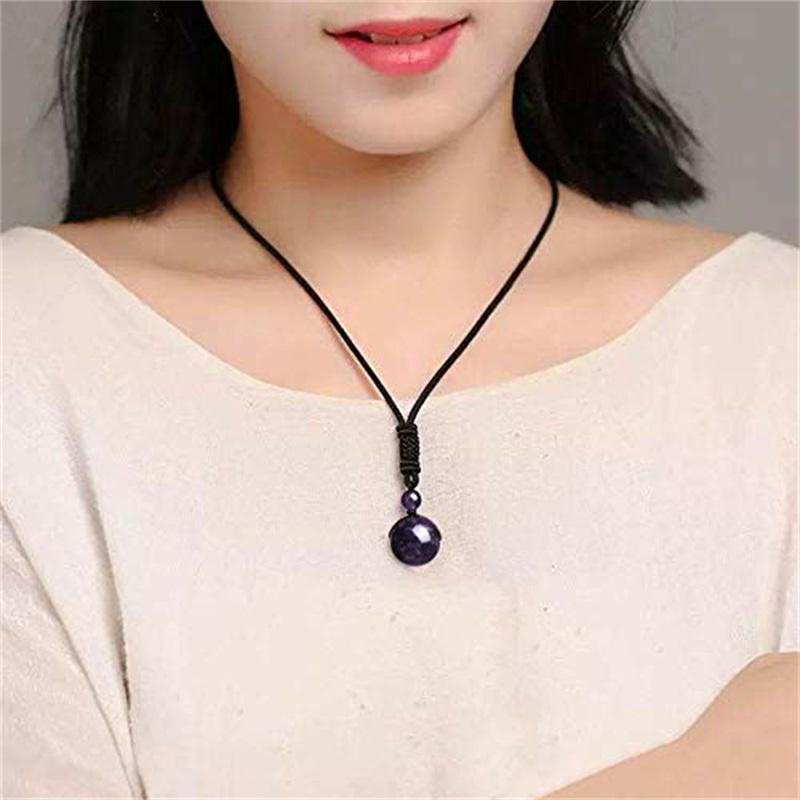 Natural Obsidian Bead Crystal Pendant Necklaces Braided -JW00249-Veeddydropshipping