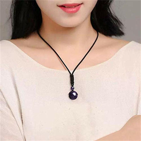 Natural Obsidian Bead Crystal Pendant Necklaces Braided -JW00249-Veeddydropshipping