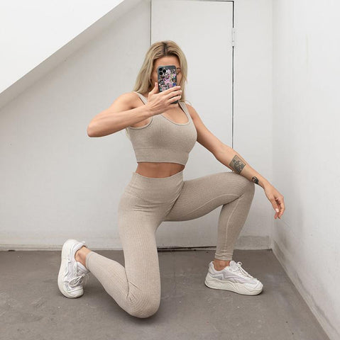 Seamless Yoga Suit Sports Set Gym Clothes Fitness Women Long Sleeve Crop -OS00779-Veeddydropshipping