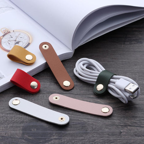 Leather Charger Protector Desktop Storage Clips Holder Cable Winder Tie Cable Manag-CE00037-Veeddydropshipping