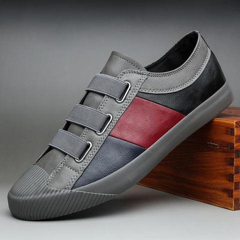Men Vulcanized Shoes Color Mixed Design Loafers Elastic-BS01432-Veeddydropshipping