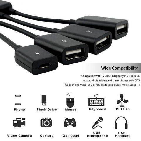 3 In 1 Micro OTG USB Port Game Mouse Keyboard Adapter Cable Tablet Black -CE00193-Veeddydropshipping