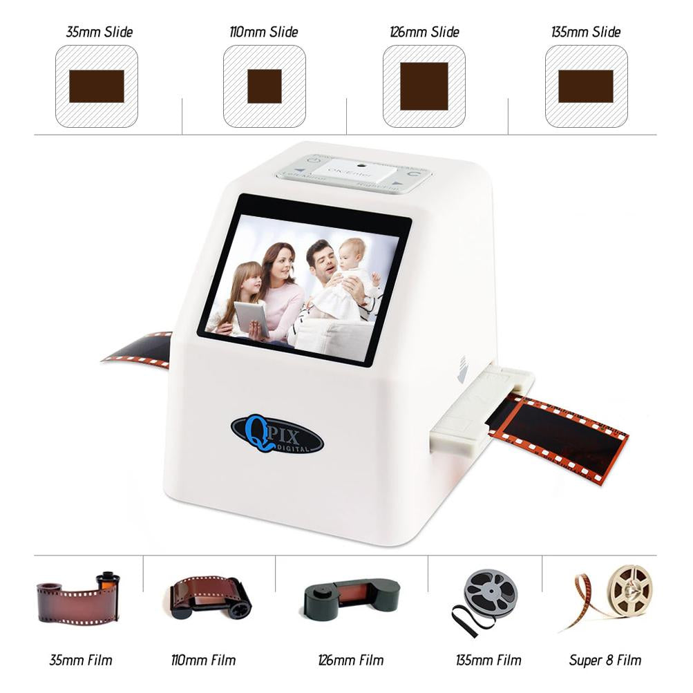 QPIX 22 MP 35mm Portable Film Scanners Negative Slide Holder Photo Scanner Film Digital Converter