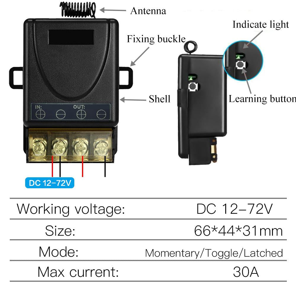 DIY Wireless 433MHz Universal Remote Control Switch dc 12v 24v 48v-TI01141-Veeddydropshipping
