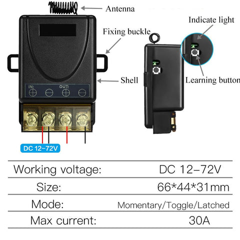 DIY Wireless 433MHz Universal Remote Control Switch dc 12v 24v 48v-TI01141-Veeddydropshipping
