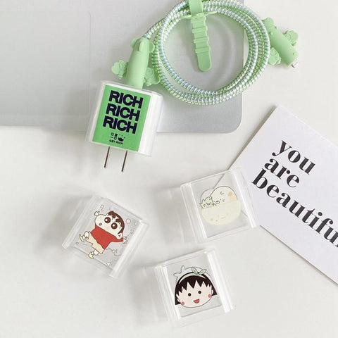 Cartoon Case Protector Charging Plug Cover Protection Sprial Cable-Veeddydropshipping