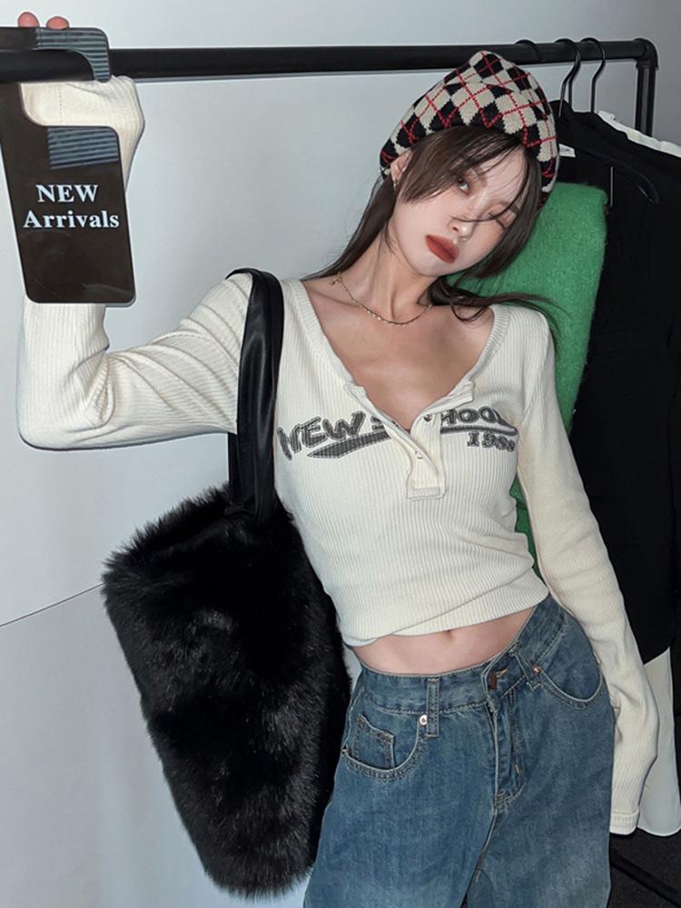 Retro Graffiti Print Elastic T-Shirt Women Sexy Slim-Veeddydropshipping