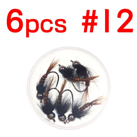 6PCS  #8 #10 #12 Tungsten Bead Head Flash Back Pheasant Tail Nymph Barbless-OS00561-Veeddydropshipping