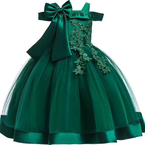 Elegant Girl Princess Dress Dots Bow 2021 Children Christmas Performance-TB00864-Veeddydropshipping