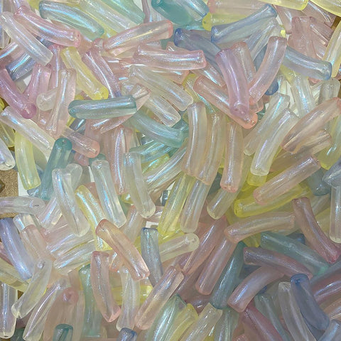 Acrylic Curved Tube Color Imitation Gemstone Slide Beaded For DIY -JW01543-Veeddydropshipping