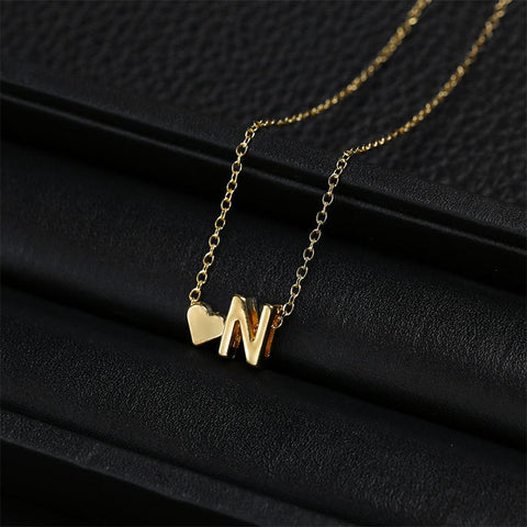 Heart A-Z Initial Letters Pendant Necklace For Women-JW01242-Veeddydropshipping