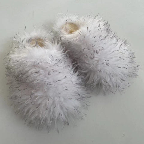 Fake Lamb Skin Slides Long Hair Faux Mongolian Sheep-BS01264-Veeddydropshipping