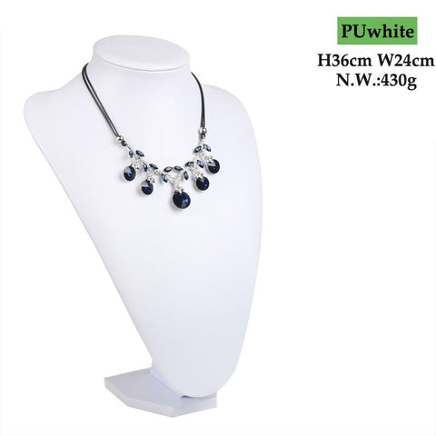 Model Bust Show Exhibitor White Leather  Jewelry Display -JW01679-Veeddydropshipping