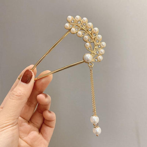 Elegant U Shape Rhinestone Hairpins Hair Sticks  -JW00549-Veeddydropshipping