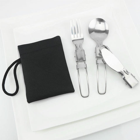Tableware Stainless Steel Foldable Fork Spoon Knife Picnic Camping-OS01262-Veeddydropshipping