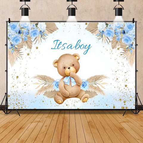 Kid Backdrops For Photography Teddy Bear Baby Shower Customized Poster Birthday-CE00339-Veeddydropshipping