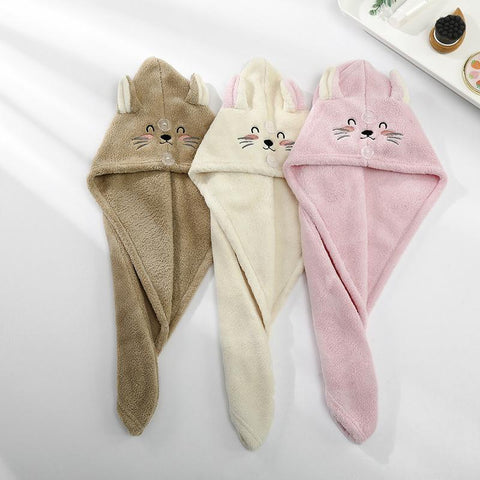 Cute Cat Hair Dry Towels Bathroom Shower Cap-HA01832-Veeddydropshipping