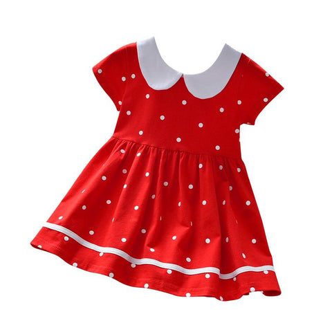 Little maven 2022 Baby Girls Summer Dress Cotton Casual Clothes Red-TB00847-Veeddydropshipping