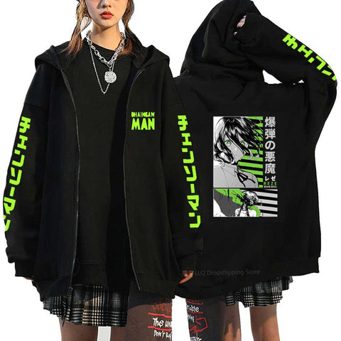 Anime Chainsaw Man Sweatshirts Denji Hooded Hoodies Makima Zipper Jacket-TB01338-Veeddydropshipping