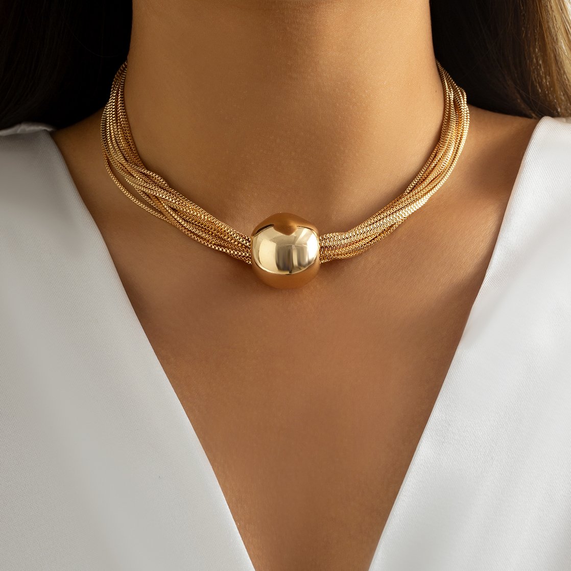 Twisted Chunky Chain Necklace for Women Jewelry -JW01187-Veeddydropshipping