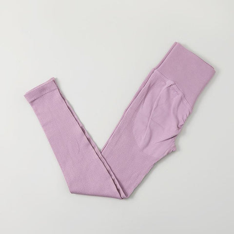 Ribbed Leggings Women Seamless High Waist Sexy Push Up Butt Yoga Pants -OS00873-Veeddydropshipping