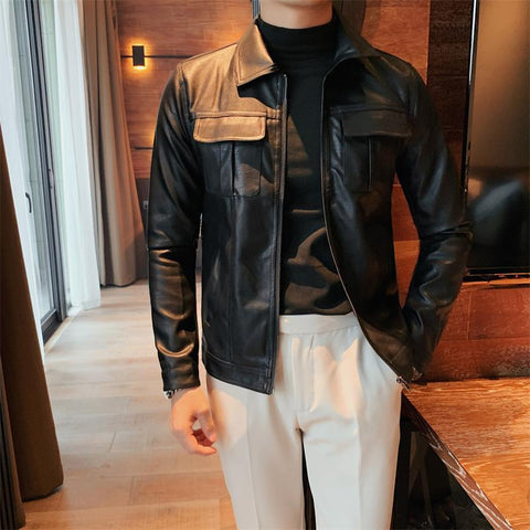 Leather Jacket Korean Version of The Slim Handsome-MF01369-Veeddydropshipping