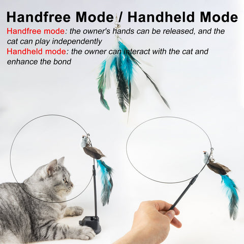 Handfree Bird/Feather Cat Wand with Bell-HA01381-Veeddydropshipping