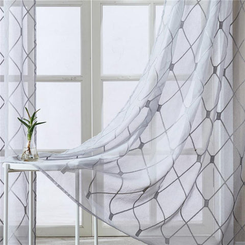 Sheer Curtains Tulle Window Curtains-HA00415-Veeddydropshipping