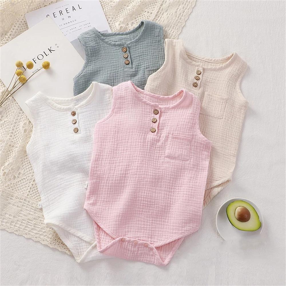 Summer Baby Boy Girl Rompers Muslin Cotton Sleeveless-Veeddydropshipping-1
