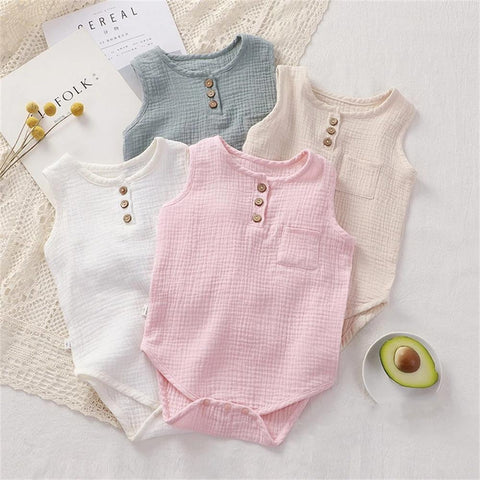 Summer Baby Boy Girl Rompers Muslin Cotton Sleeveless-Veeddydropshipping-1