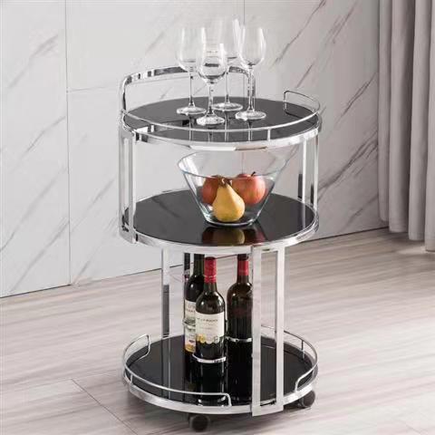 metal wrought dining car round wine trolley-HA01659-Veeddydropshipping