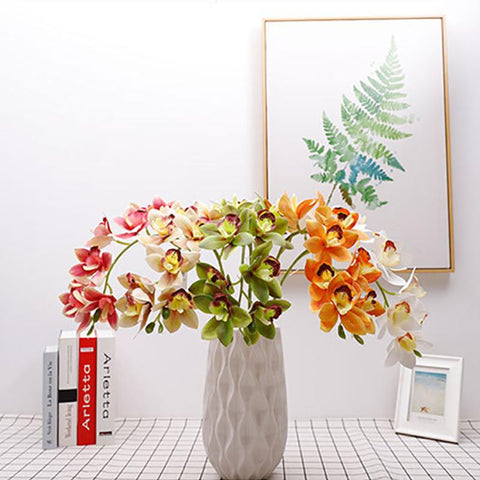 Cymbidium Dancing Orchid Artificial Flowers-HA00731-Veeddydropshipping