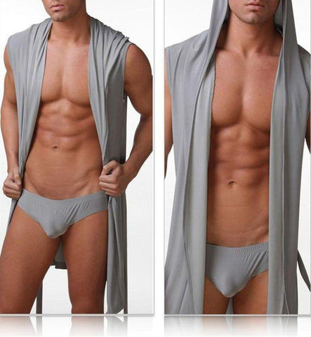 Hooded Sleeveless Sexy Thin Bathrobe Pijama Hombre Comfortable-MF01620-Veeddydropshipping