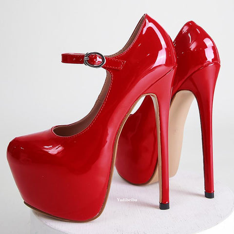 Platform Stiletto Women Sandals Ankle Strap High Heels Patent-BS00880-Veeddydropshipping
