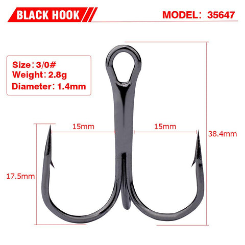 Treble 5pcs Black Fishing Hooks with Multicolor Feather Fly Fishing Tackle High -OS00430-Veeddydropshipping