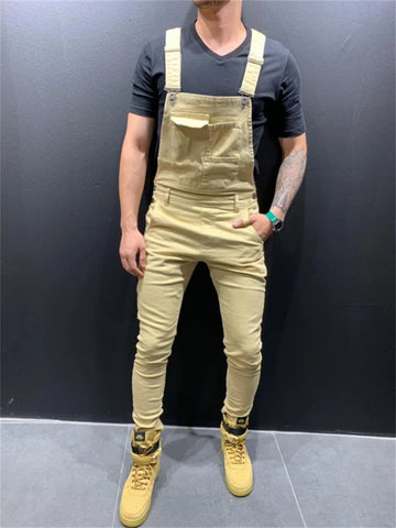 Button Splicing Suspender Pants Fashion Youth Casual-MF00512-Veeddydropshipping