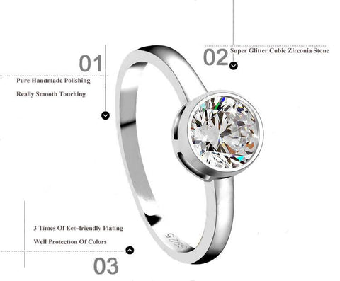 High Quality Zirconia Silver  Jewelry Classic Engagement Ring  -JW00403-Veeddydropshipping